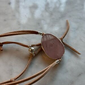 Rose Quartz Leather Bracelet